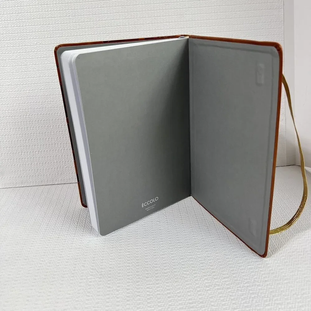 Eccolo TRAVEL Faux Leather Lined Hardcover Journal Notebook Brown Embossed
